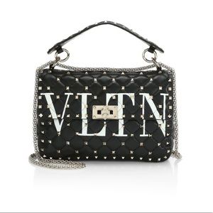 Valentino Rockstud Spike Bag Black and White VLTN